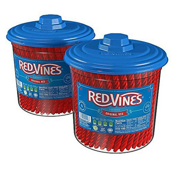 Red Vines Licorice, Original Red Flavor, Soft & Chewy Candy Twists, 56 Ounce Jar (Pack of 2)
