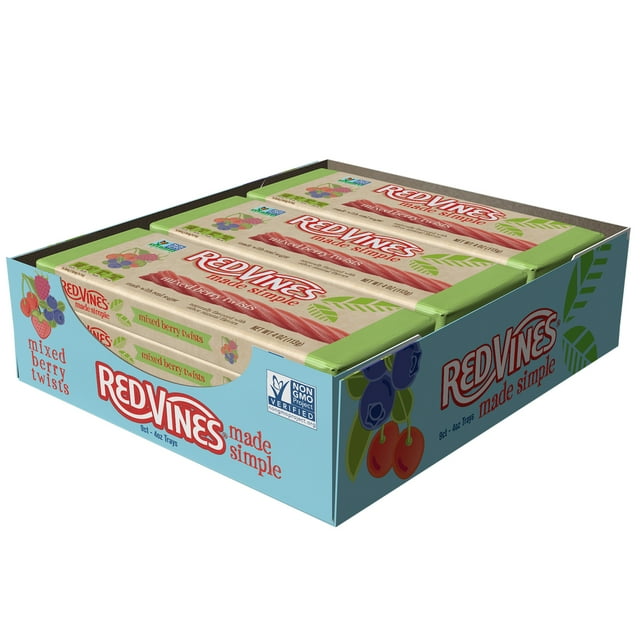 Red Vines Made Simple, Mixed Berry Candy, 4oz King Size Tray (9 Pack)