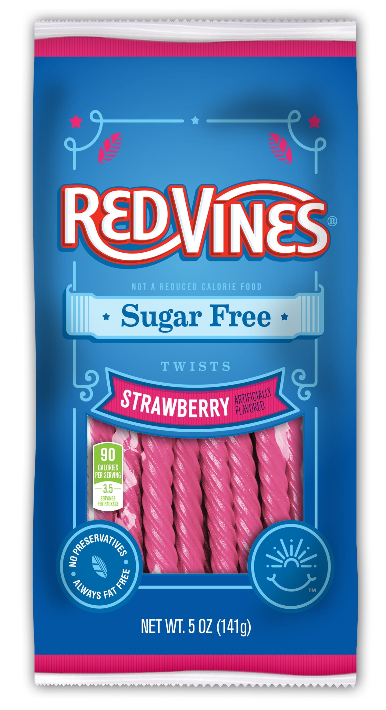 Red Vines Sugar Free Strawberry Twists, 5oz Bag (12 Pack)