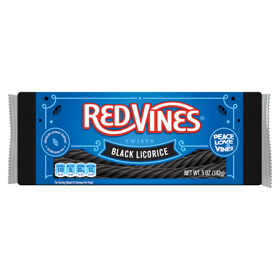 Red Vines Twists, Black Licorice Candy, King Size 5oz Tray