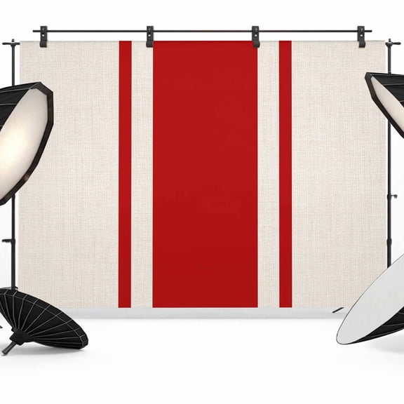 Red Vintage Backdrop for Photoshoot, Photography Photo Studio Background Wall Backdrop, Geometric Stripes Simple Lines Back Drop Banner Panel for Portraits Wedding Party Live Streaming Decor 12x8Ft