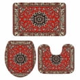 thumbnail image 1 of Red Vintage Boho Bathroom Rugs Set Luxury Traditional Tribal Art Non Slip Absorbent Soft Bath Mats 3 Piece Set with Bathroom Rug, U-Shaped Floor Mat, Toilet Seat Cover Large Size, 1 of 9