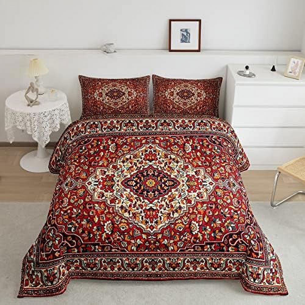 Red Vintage Comforter Set Queen Persian Bedding Sets Oriental Bedding