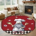 thumbnail image 1 of Red Vintage Gnomes Round Area Rug 7Ft Washable Circle Rugs for Dorm Laundry Room, Black Checkered Retro Art Non-Slip Carpet Floor Mats Indoor Outdoor Carpet Runner Aesthetic Home Decor, 1 of 8