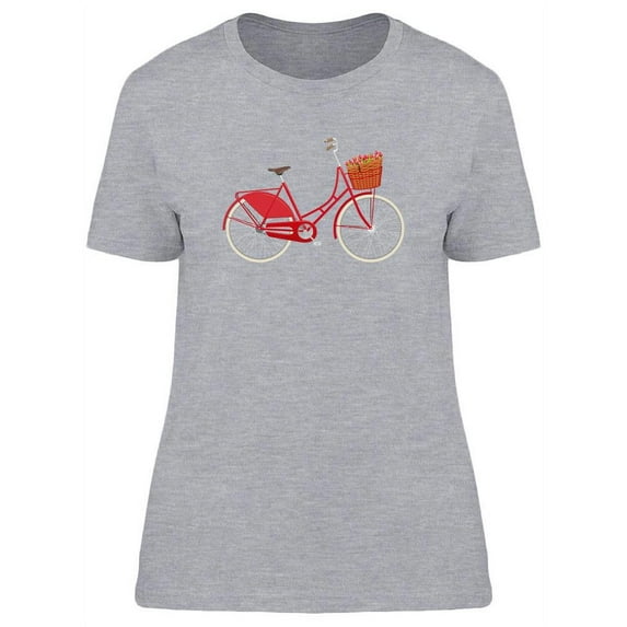 Red Vintage Ladies Bicycle T-Shirt Women -Image by Shutterstock, Female Large