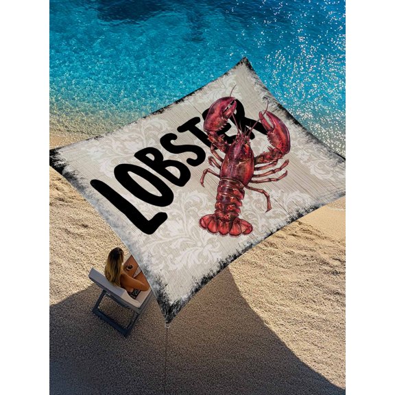 Red Vintage Lobster Sun Shade Sail 8' x 10', Nautical Ocean Wood Texture Rectangle Outdoor Sunshade Canopy, Waterproof UV Block Patio Covers for Garden Yard Beach