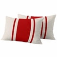 thumbnail image 1 of Red Vintage Outdoor Waterproof Pillow Covers, Geometric Stripes Simple Lines Decorative Rectangle Throw Pillowcase Sofa Cushion Sham for Patio/Couch/Chair, 20"x12" 2 Pack, 1 of 8