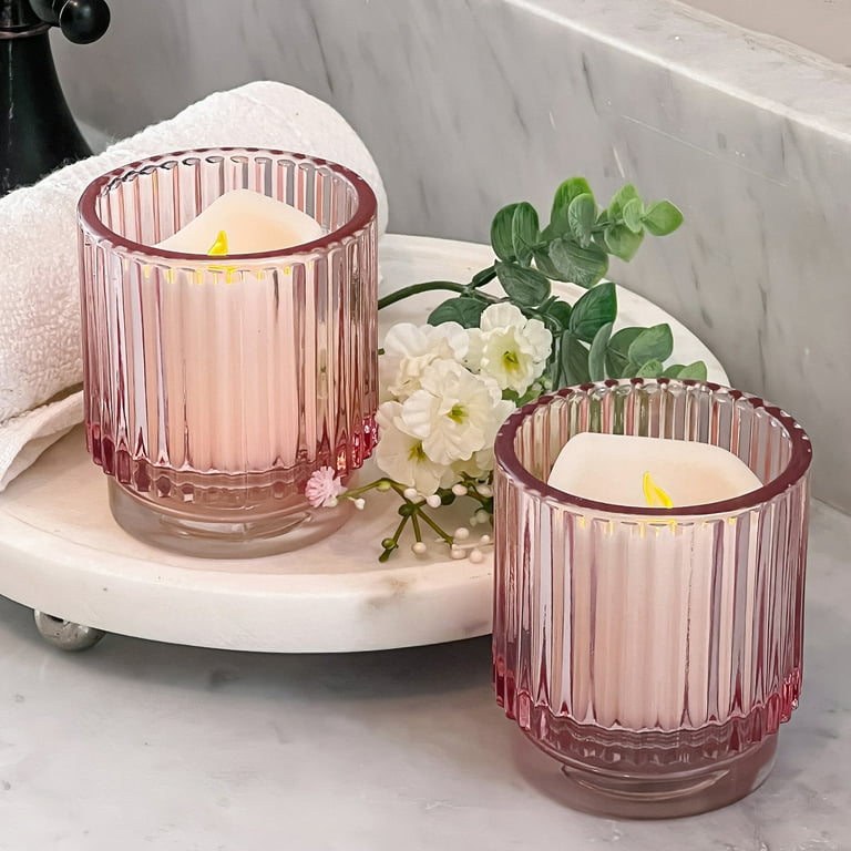 Red Vintage Ribbed Glass Tealight Votive Candle Holders by Kate Aspen Set of 36 Pink Decor Boho Decor Shelf Decoration Rose Gold Look Perfect