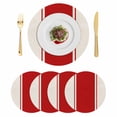 thumbnail image 1 of Red Vintage Round 15 Inch Placemats Set of 4, Geometric Stripes Simple Lines HeatResistant Non Slip Place Mats for Dining Table, Wipeable Braided Kitchen Table Mats for Housewarming, 1 of 9