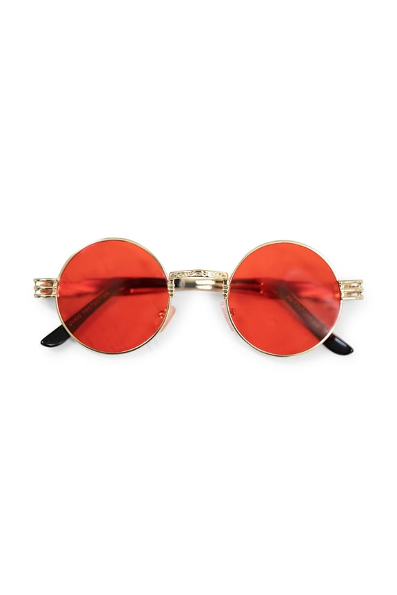 Red Vintage Round Frame Retro Sunglasses