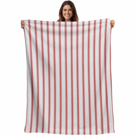 Red Vintage Striped Throw Blankets, Abstract Modern Geometric Art Soft Fleece Blanket Decorative for Home Sofa Couch Chair Living Bedroom, 30x40 Inches,