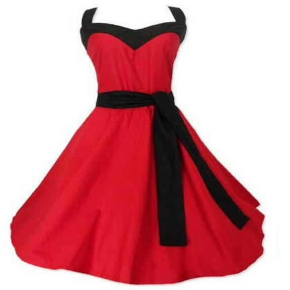 Red Vintage Style Plus Size Backless Women Dress