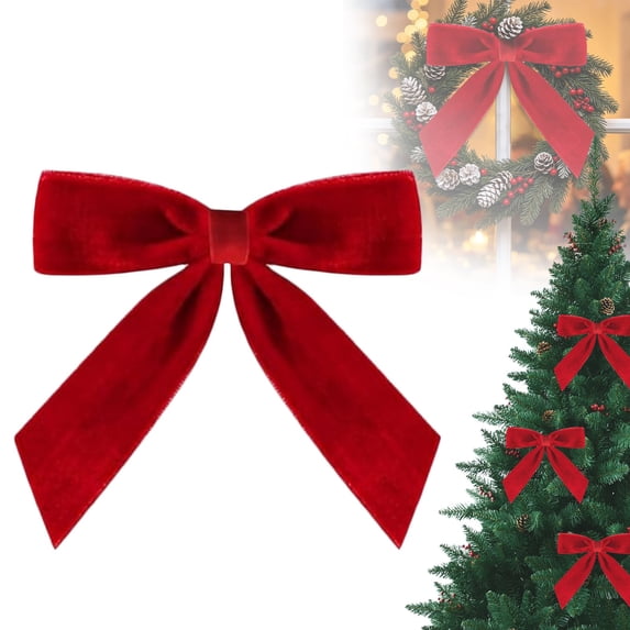 Red Vintage Velvet Christmas Bows, 5.9" x 7" Vintage Xmas Velvet Ribbon Bow, Xmas Tree Bow Decorations, Wreath Garland Decor Bows, Holiday Gift Wrapping Bow, DIY Crafts, Xmas Home Decor,Z2#Red