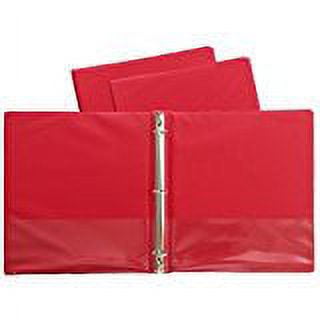 Red Vinyl Standard 3-Ring Binders, 1-Inch, for 8.5" x 11" Sheets, with Inside Pockets, 3-PACK