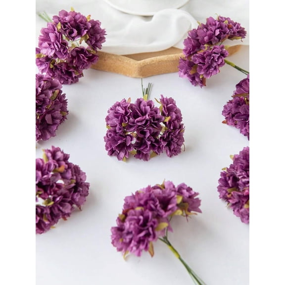 Red Violet 1pc Artificial Mini Purple Carnation Flower Cluster - DIY