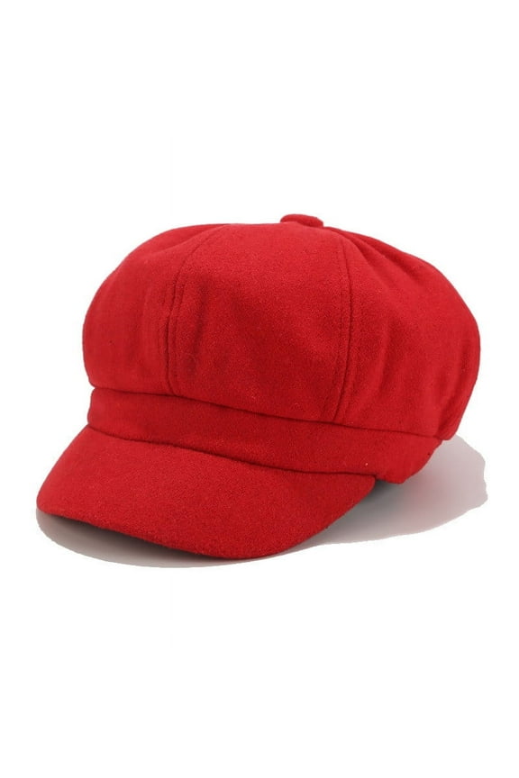 Red Visors Vintage Women Winter Solid Hat Beret Cap Korean Painter Newsboy Berets