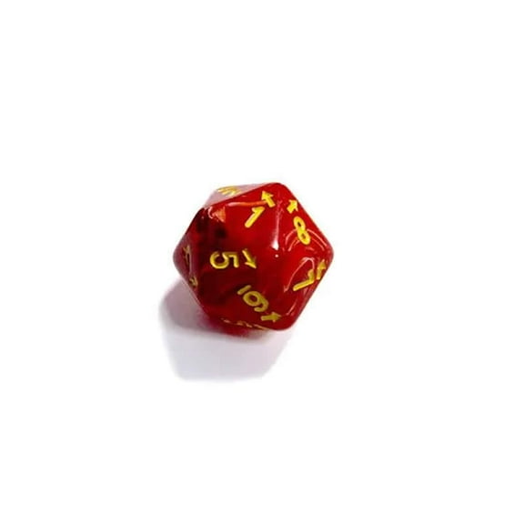 Red Vortex Countup and Down Die with Yellow Numbers D20 25mm (1in) Pack of 1 Chessex