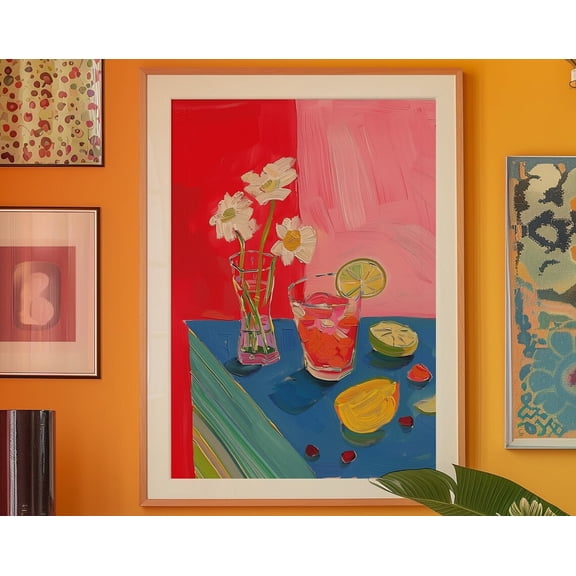 Red Wall Art, Maximalist Wall Art, Dopamine Decor, Kitchen Wall Decor, Summer House Poster, Psychedelic Poster, Bar Wall Print, Dinner Print Wall Art, Modern Wall Decor, 8x12 UNFRAMED