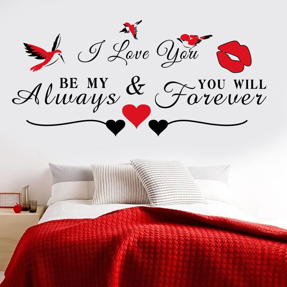 Red Wall Decals Romantic Quotes I Love You Wall Stickers Vinyl Wall Art