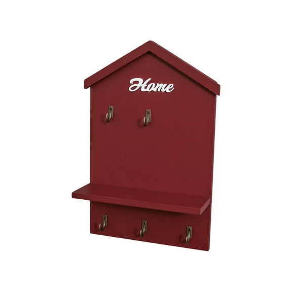 Red Wall Decoration House Shape Hanging For Room Bedroom Living Room Tv Background Wood Red