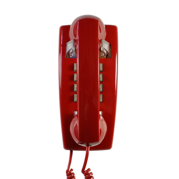 Red Wall Phone, Corded Wall-Mounted Landline Home Phones, Vintage Plastic Wall-Plated Trimline Phone for Home/Office/Hotel/Telephone Booth, Volume Adjustable Antique Analog Telephone