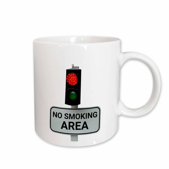 3drose, Red Warning Light on White. No Smoking Area Sign, 11oz Mug