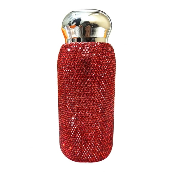 Red Water Bottle, Insulated Stainless Steel Water Bottle, Rhinestone Encrusted, 316 Stainless Steel, Fits Cup Holder, Holiday Gifting, 1 Pc