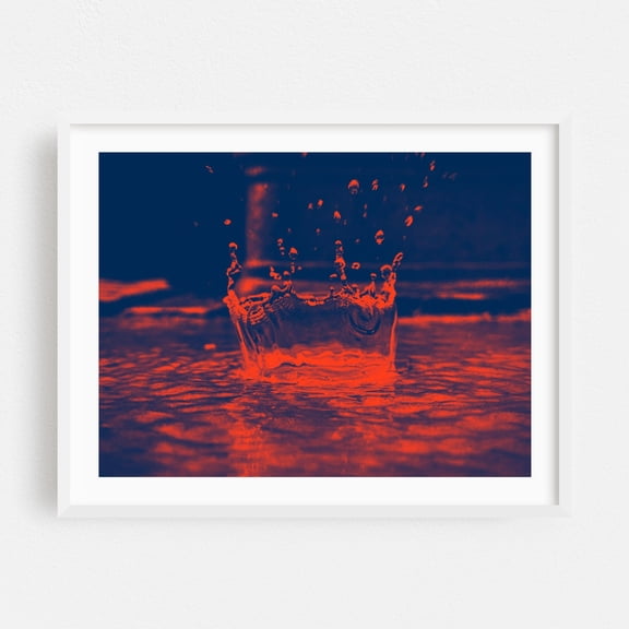 Red Water Droplet - Cave Creek Arizona Photography Abstract Water Modern Art Surrealism Minimalist Psychedelic White Framed Wall Art Print 5 x 7 inches