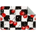 thumbnail image 1 of Red Watercolor Cherries on Black and White Checkers Small Area Rug, Non-Slip Door Mat Indoor Floor Mat, Washable Kitchen Rug Entrance DMat for Bedroom Living Room, 1 of 7