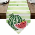 thumbnail image 1 of Red Watermelon Table Runner Linen Burlap Table Runner 72 Inches Long Summer Green Striped Country Rustic Dresser Scarves for Kitchen Island Coffee Dining Party Wedding Banquet Holiday Decor 16"x72", 1 of 8