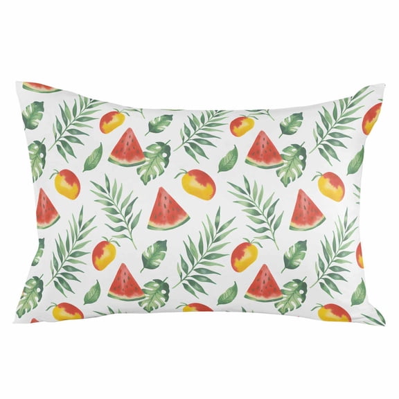 Red Watermelon Throw Pillow Cover 16 x 24 Inch Decorative Pillow Cover Green Tropical Plants Summer Fruit Mango Lumbar Pillowcase Seasonal Rectangle Cushion Case for Couch Sofa Bed Living Room