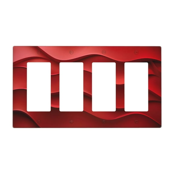 Red Wave Light Switch Cover Decorative Switch Plates and Outlet Covers Wall Plates for Electrical Kitchen Home Office Art Decor