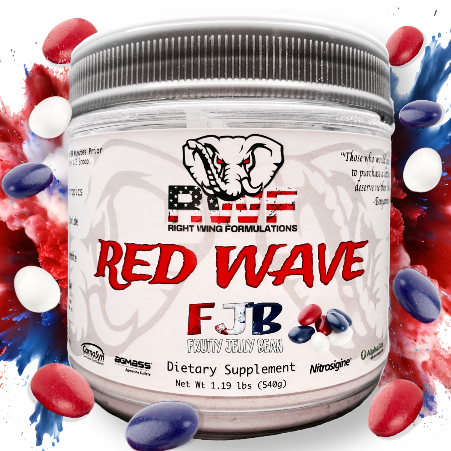 Red Wave Pre Workout Powder With Creatine Monohydrate Citrulline, Beet Root, 300mg Caffeine