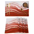 thumbnail image 1 of Red Waves Abstract Placemats Set of 8, Modern Fluid Water Ripple Striped Placemats for Dining Table, Place Mats for Kitchen Tabletop, Waterproof Wipeable Dining Table Mats Set, 1 of 9