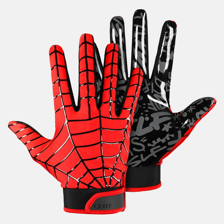 Red Web Pattern Sticky Football Receiver Gloves