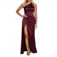 thumbnail image 1 of Red Wedding Guest Dress Elegant Formal Evening Gown One Shoulder Satin Slit Maxi Dress for Banquet Party Wear Long Elegant Dress S Polyester Women's Formal Dress, 1 of 4