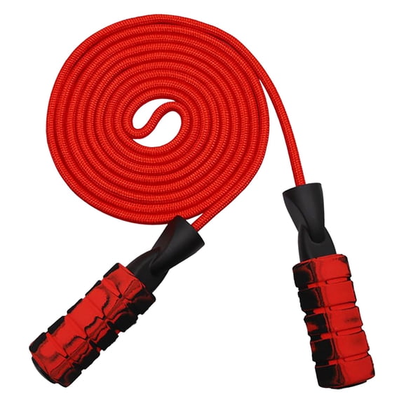 Red Weighted Jump Rope 314 – Cotton Adjustable Skipping Weighted Jumprope for Women – Adult and Children Athletic Fitness Jumping Rope – Lightweight & Portable