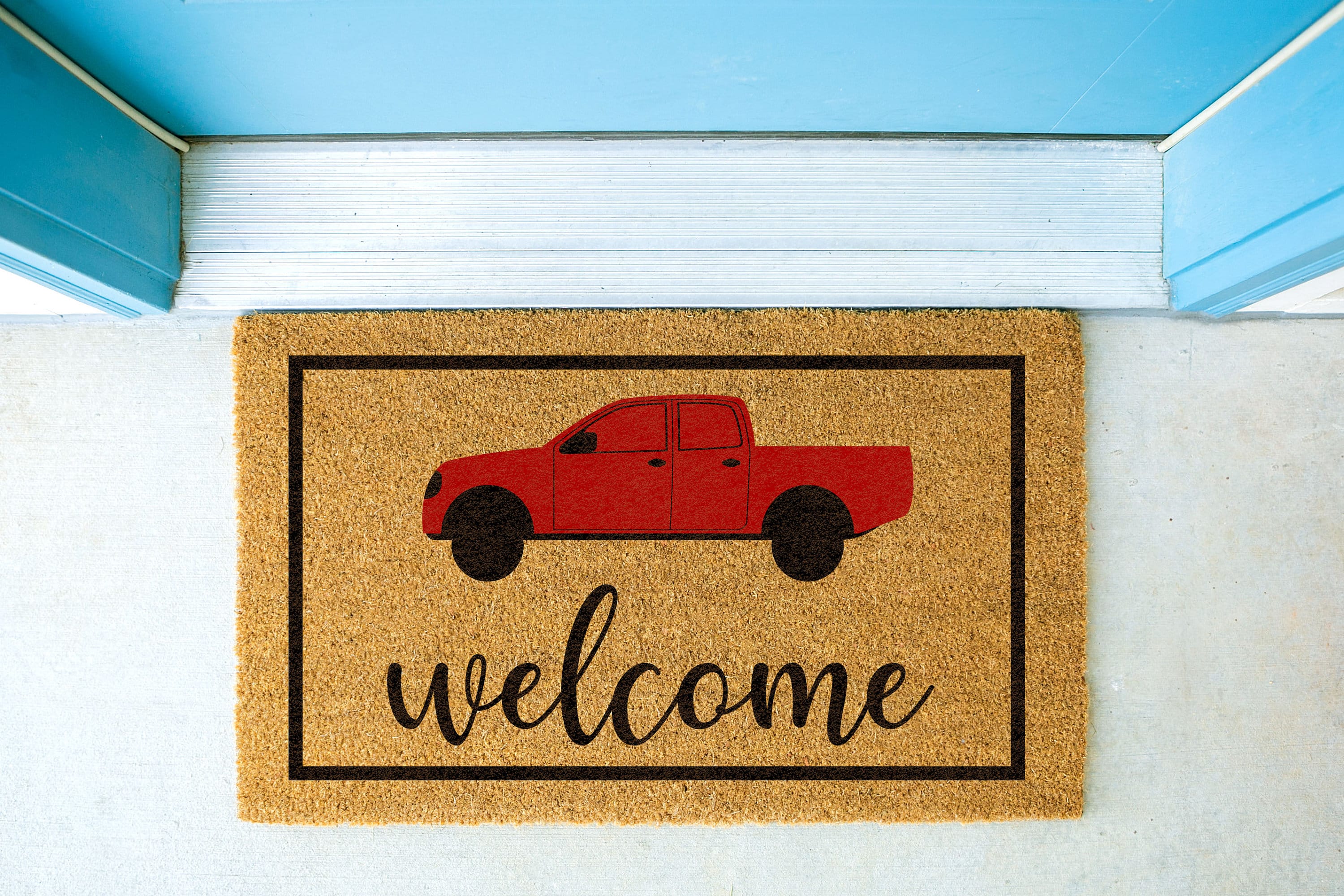 Red Truck Doormat With Red Truck Red Truck