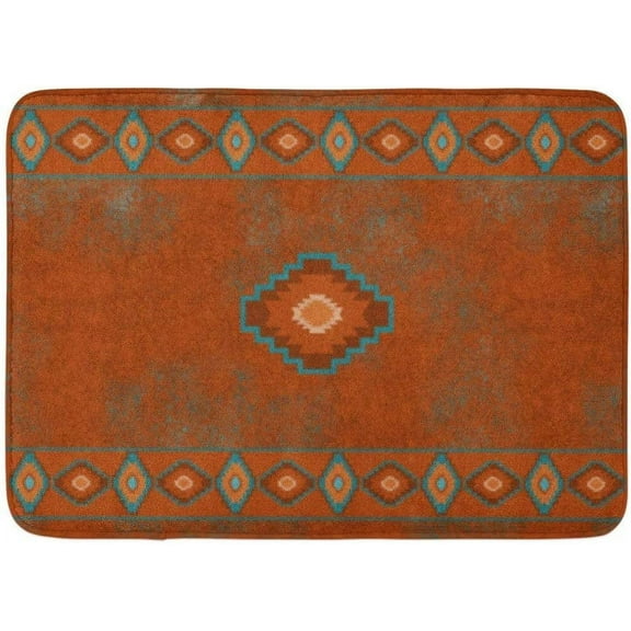 Red Western Southwest Canyons Diamond Bath Mat, Santa Tribal Native Desert Bathroom Rugs Soft Bath Rugs Non Slip, Washable Floor Rug Floor Mat Home Decor for Kitchen Bedroom 18"X 30"