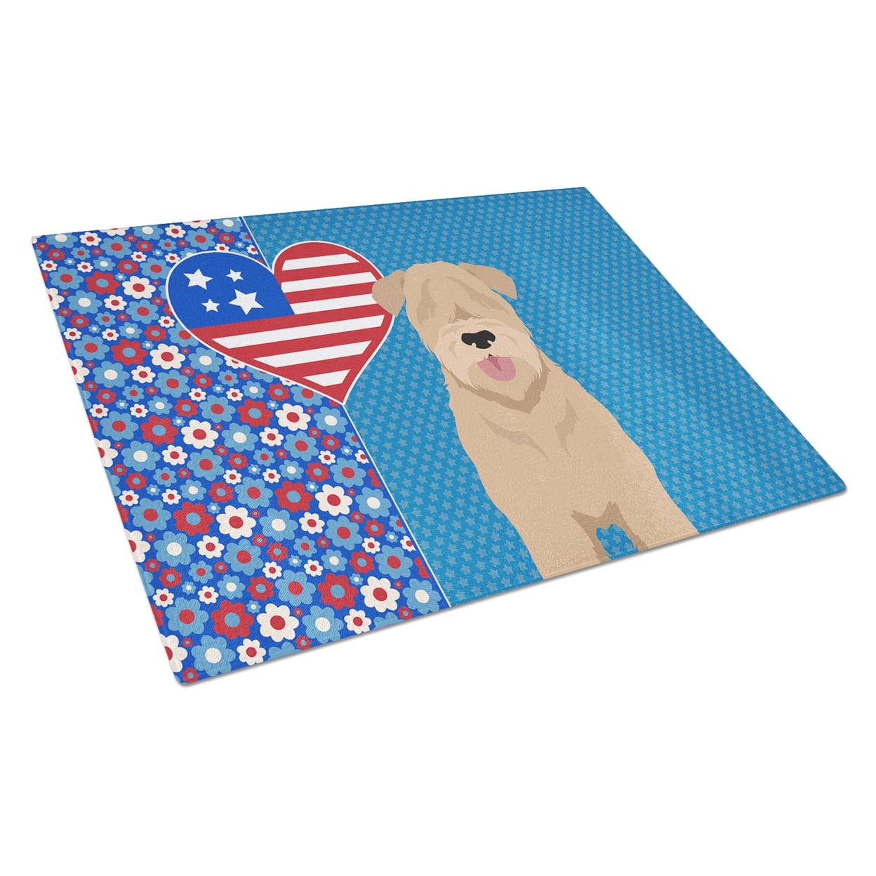 Red Wheaten Terrier Glass Cutting Board Large 12 in x 15 in