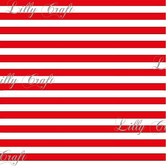 Red White 1/2" Striped Poly Cotton Fabric - Sold By The Yard - 58" / 59"