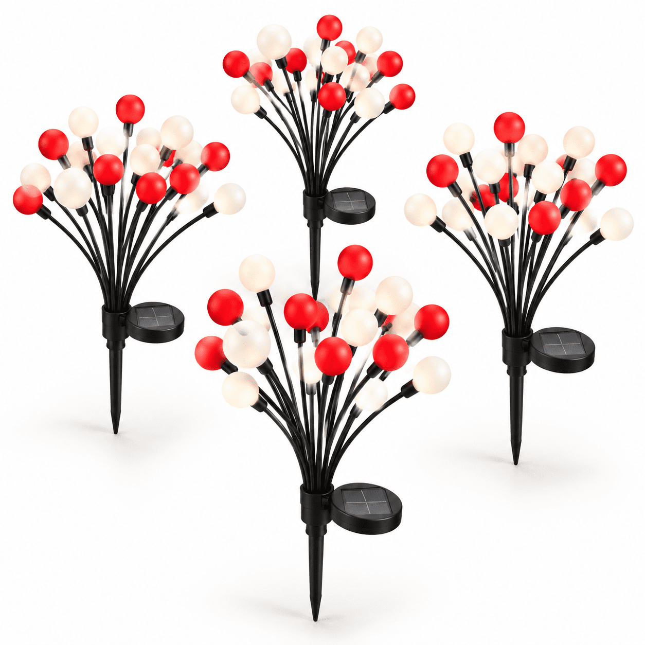 Weatherproof Firefly Red & White 6 Pack Solar Garden Firefly Lights, Outdoor Waterproof ...