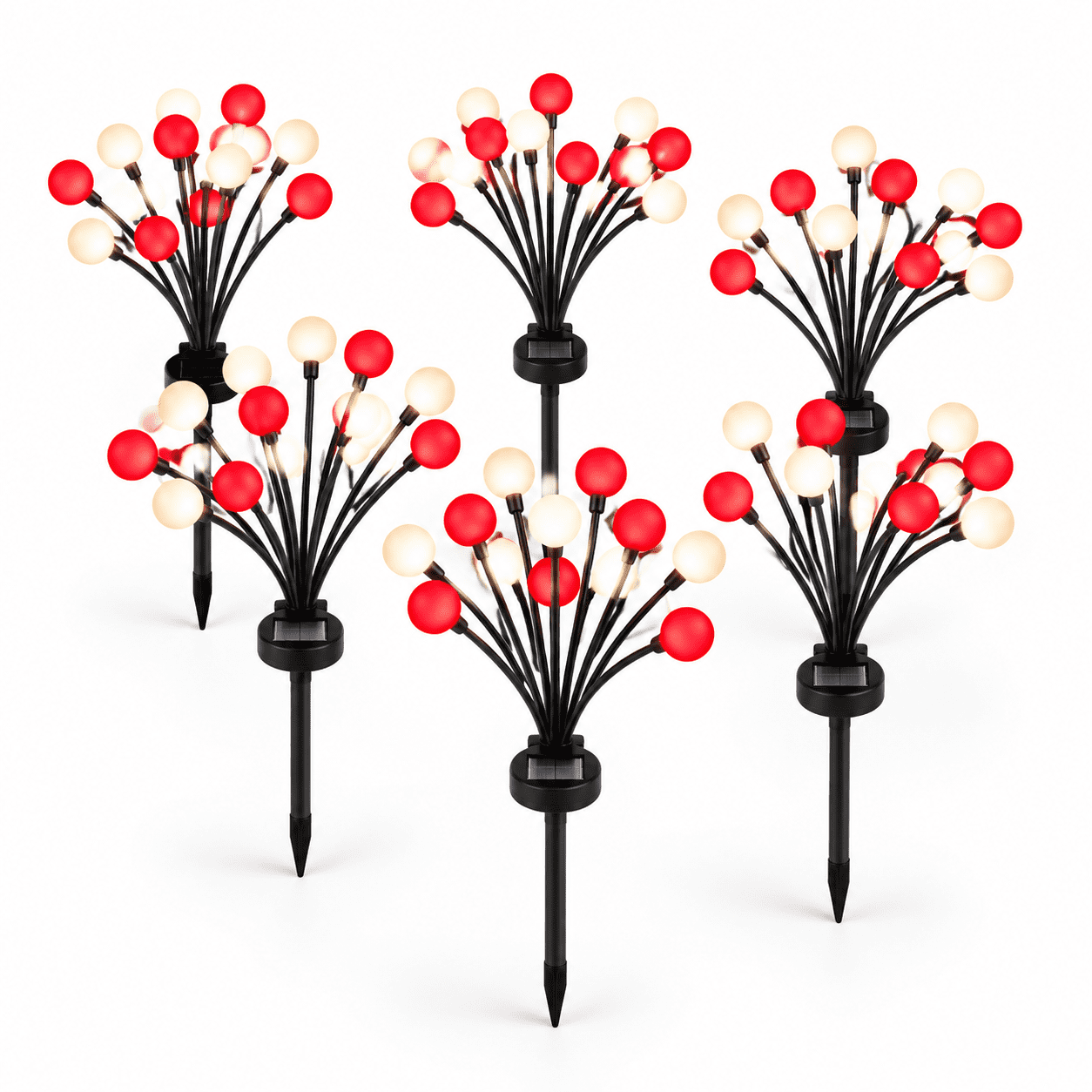 Weatherproof Firefly Red & White 6 Pack Solar Garden Firefly Lights, Outdoor Waterproof ...