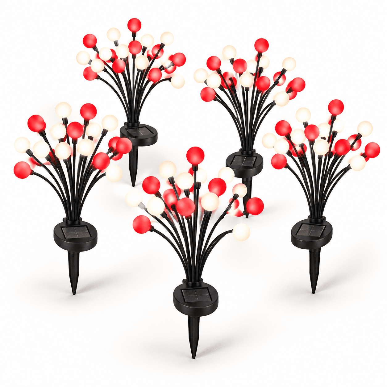 Fire Fly Packing Red & White 6 Pack Solar Swaying Firefly Landscape Garden Lights ...