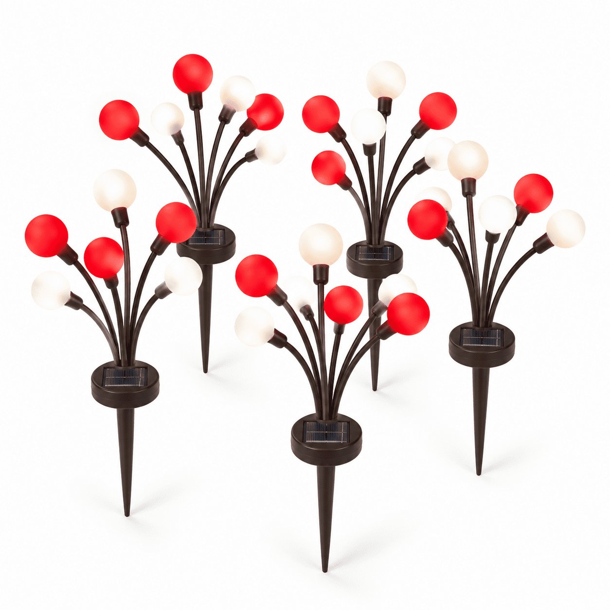 Fire Fly Packing Red & White 6 Pack Solar Swaying Firefly Landscape Garden Lights ...