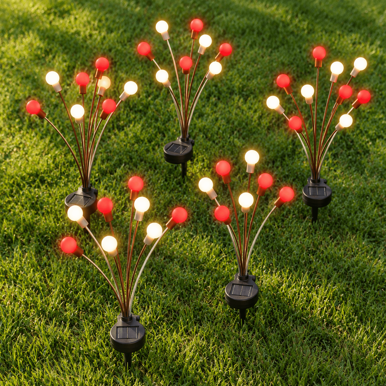 Fire Fly Packing Red & White 6 Pack Solar Swaying Firefly Outdoor Garden Pathway Lights ...