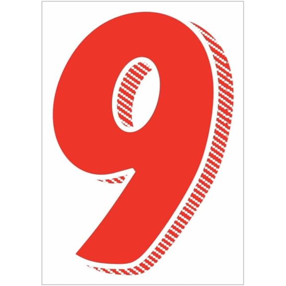 Red & White #9 Number Window Stickers for Car Dealerships – 7.5" Weatherproof Vinyl Number Decals – Large Auto Window Stickers, Car Lot Numbers Tags, Windshield Numbers Labels – Pack of 24