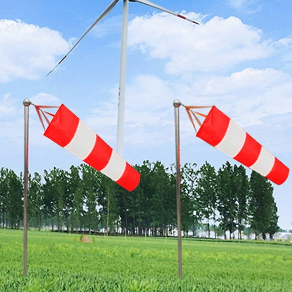 Red+White Airport Windsock Rip-Stop Polyester Wind Measurement Sock Bag 80Cm Smile Home
