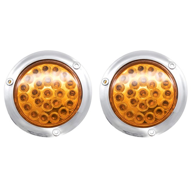 Red/White/Amber 4" Round LED DHF10 Trailer Tail Light 24 LED Chrome