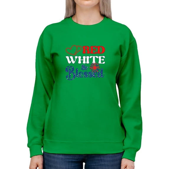 Red White And Blesed Sweatshirt Women -Image by Shutterstock, Female 4X-Large